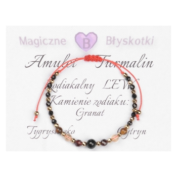 Bransoletka celebrytka TURMALIN + znak zodiaku LEW zodiak